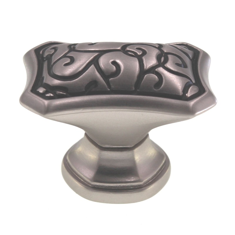 Schaub Bella Forma 1 3/4 Rectangle Knob Brushed Nickel Black 841-BNB