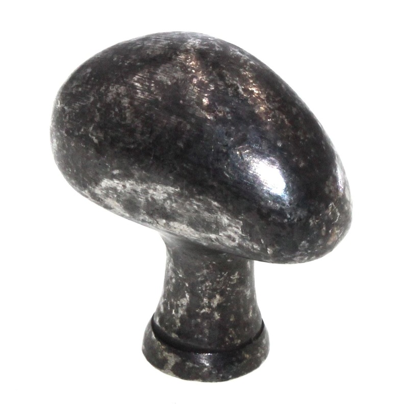Schaub Mountain 1 3/8 Oval Solid Brass Cabinet Knob Dark Pewter 130-DP
