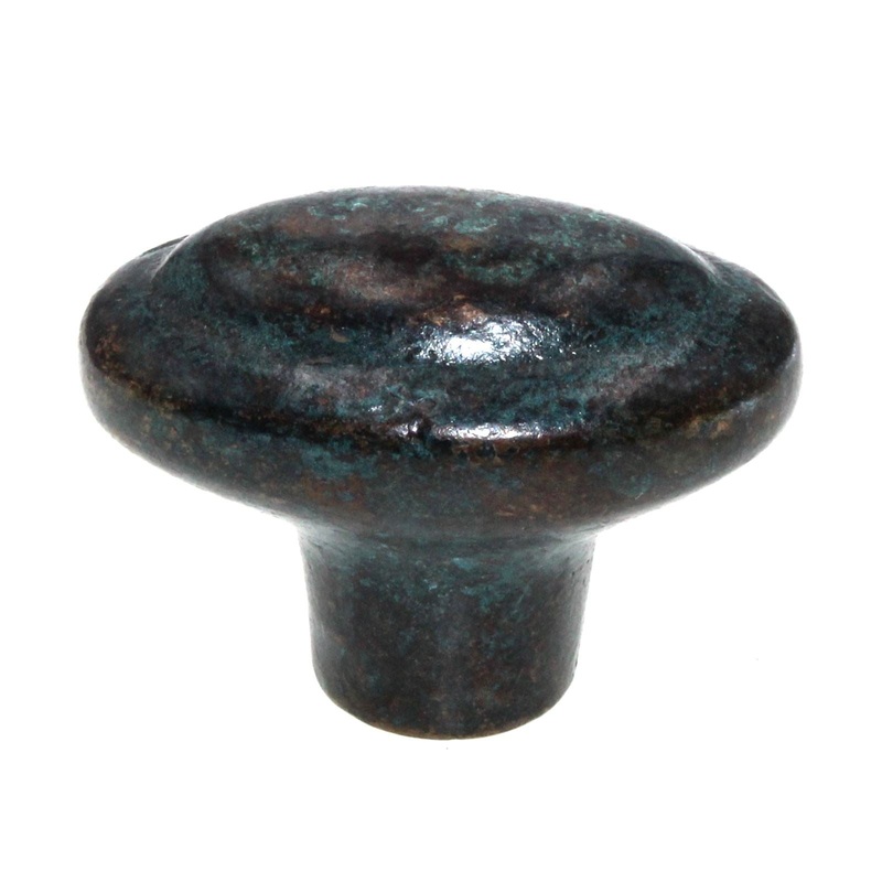 Schaub Mountain 1 7/8 Oval Cast Bronze Cabinet Knob Verde Imperiale 782-VI