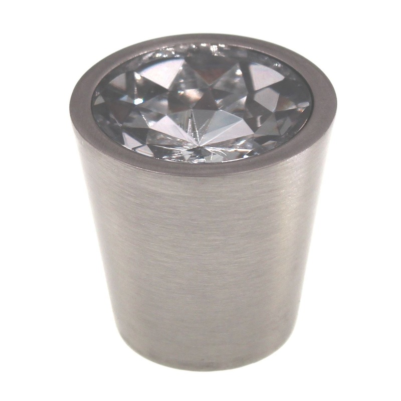 Schaub Stargaze 1 1/16 Clear Cylinder Cabinet Knob Satin Nickel Base 72-C-15