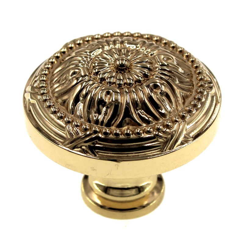 Schaub Versailles 1 1/2 Round Solid Brass Cabinet Knob Polished Brass 752-03