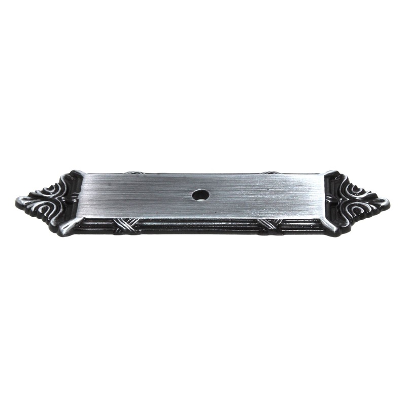 Schaub Versailles 4 1/4 Ribbon & Reed Knob Backplate Antique Pewter 761-15A