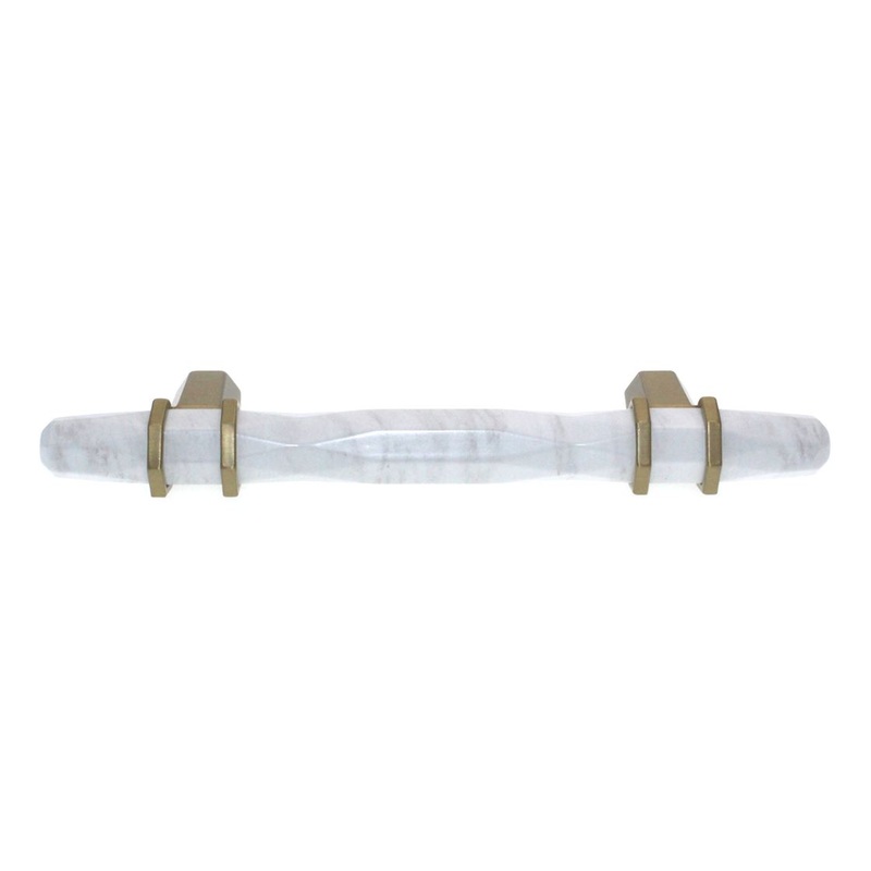 Amerock Carrione 3 3/4 (96mm) Ctr Pull White Golden Champagne BP36648MWBBZ