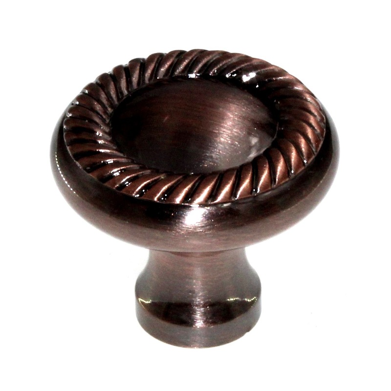Berenson Newport Solid Brass 1 1/4 Rope Knob Brushed Antique Copper 4996-3BAC-P