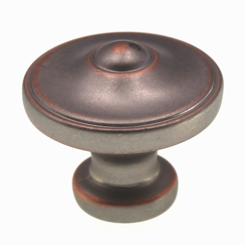 Schaub And Company 1 1/4 Button Cabinet Knob Distressed Nickel Copper 151-DNC