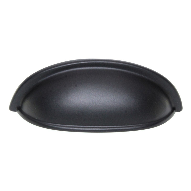 Schaub And Company Traditional Drawer Cup Pull 3 Ctr Flat Black 730-FB