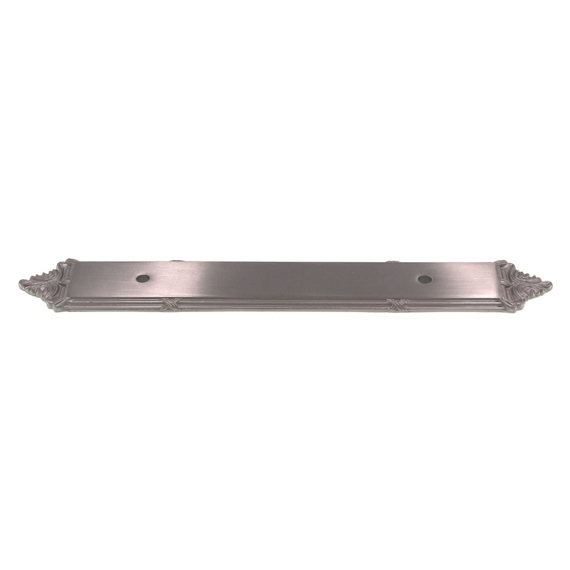 Schaub Versailles 3 3/4 (96mm) Ctr Backplate Ribbon & Reed Satin Nickel 763-15