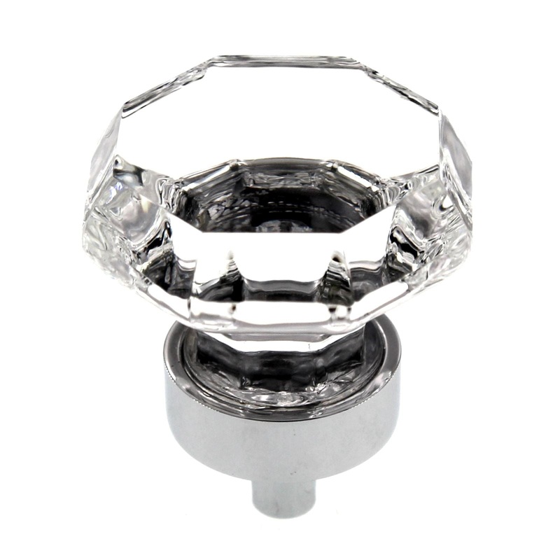 Top Knobs Crystal Brass 1 3/8 Clear Octogon Knob Polished Chrome Clear TK128PC