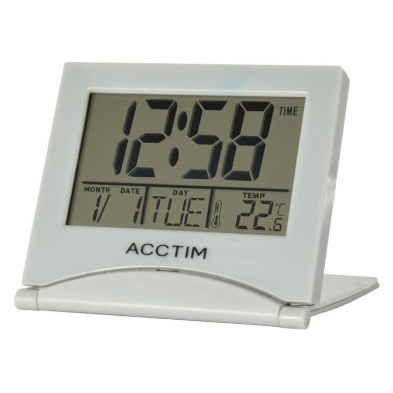 Acctim Mini Flip II Travel LCD Alarm Clock – Grey