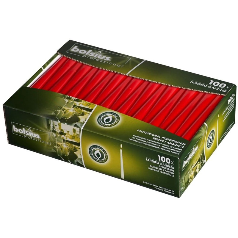 Bolsius Tapered Candles Box 100 – Red