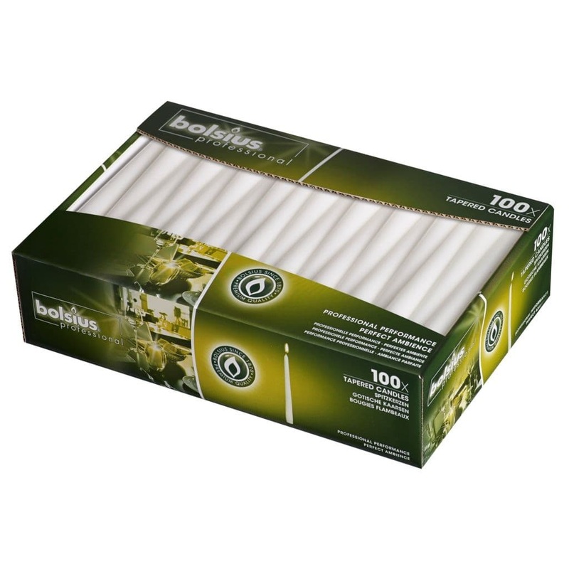 Bolsius Tapered Candles Box 100 – White
