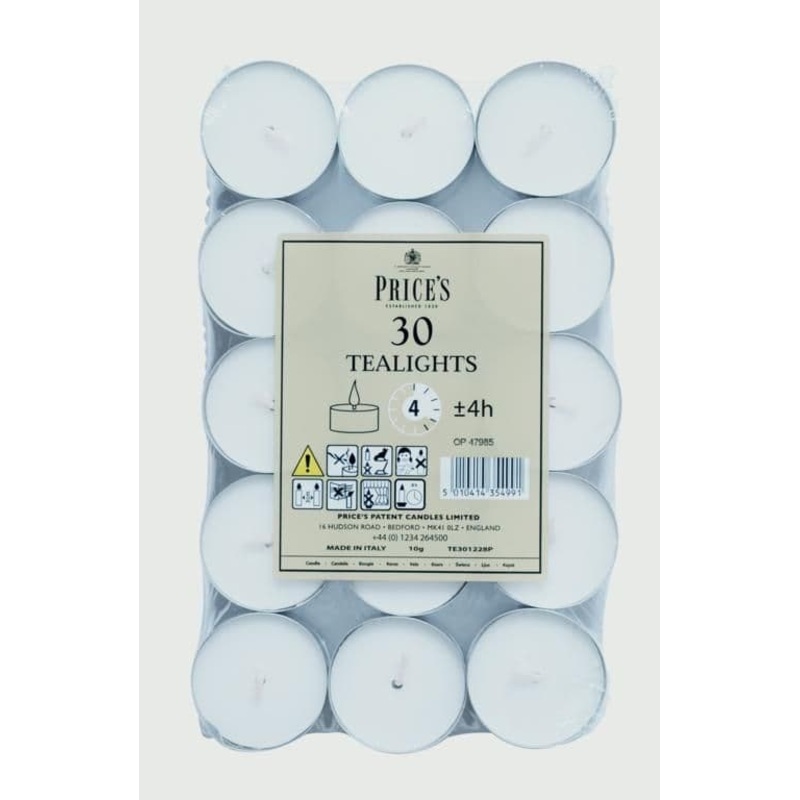 Price’s Candles White Tealights – Pack 30