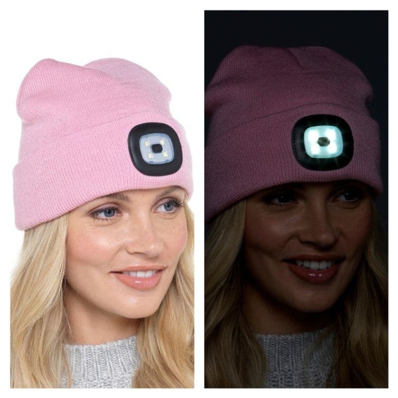 RJM Ladies LED Beanie – Baby Pink