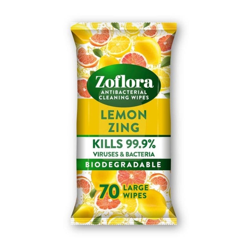 Zoflora Lemon Zing Large Wipes – 70pk
