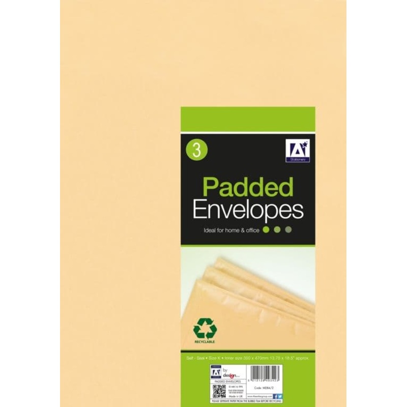 Anker Padded Brown Envelopes – 370 x 480 Pack 3