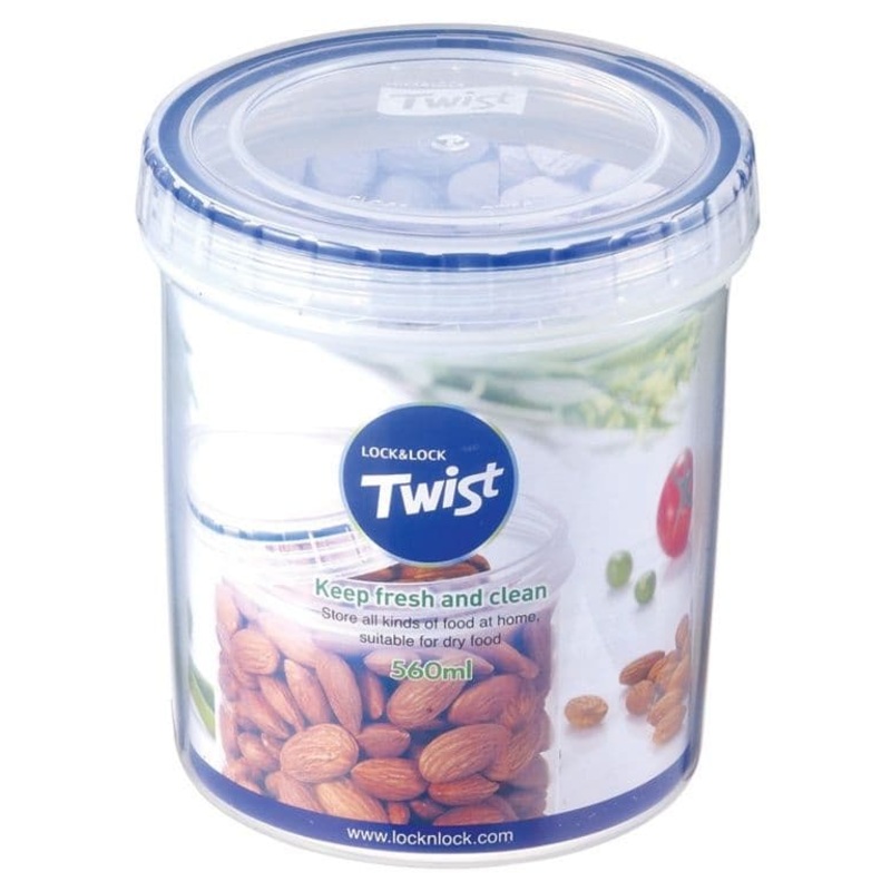 Locknlock Round Food Storage Container with Twist Lid – 560ml (98 x 110mm)