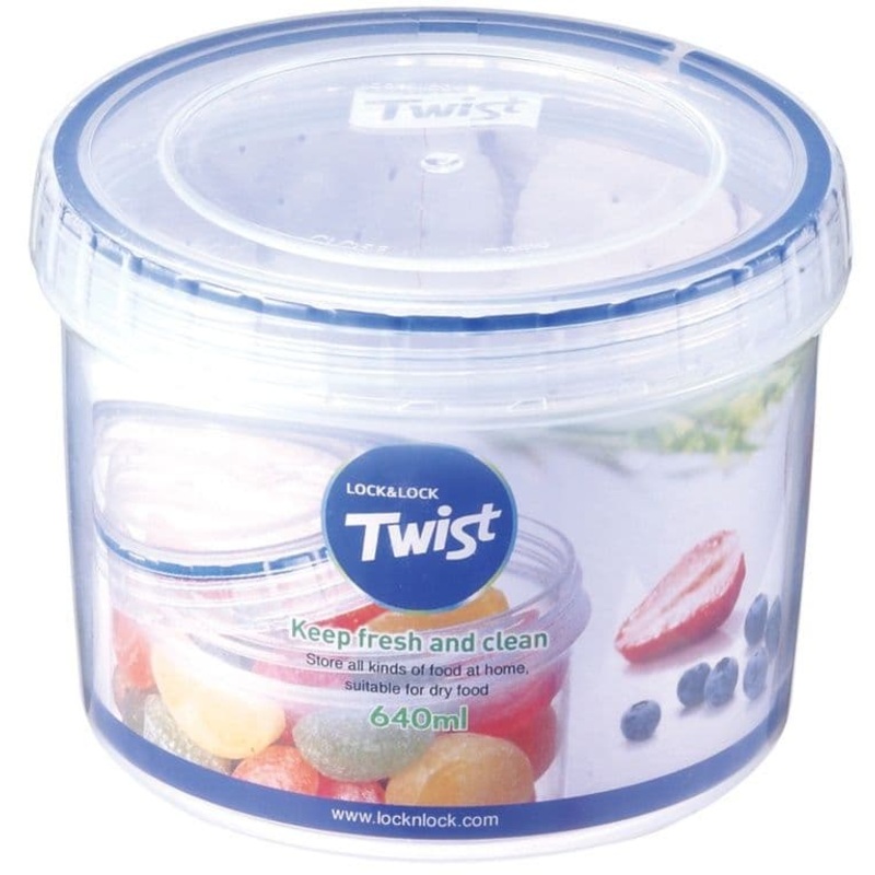 Locknlock Round Food Storage Container with Twist Lid – 640ml (115 x 90mm)