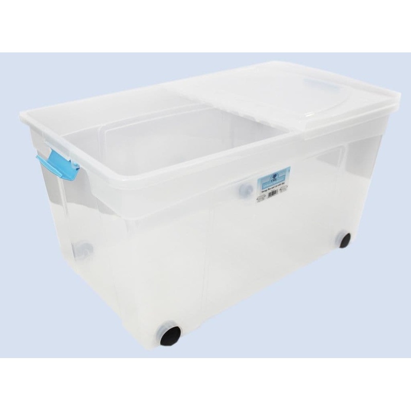 TML Clik N Store Box & Lid – 110L Clear With Wheels