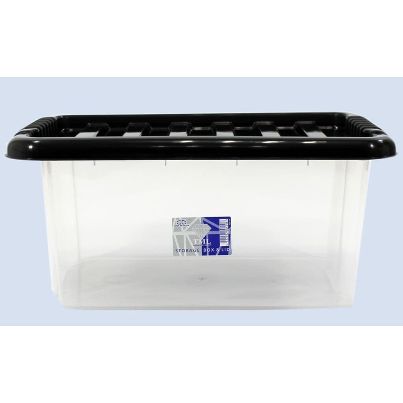 TML Storage Box & Black Lid – 14L Clear