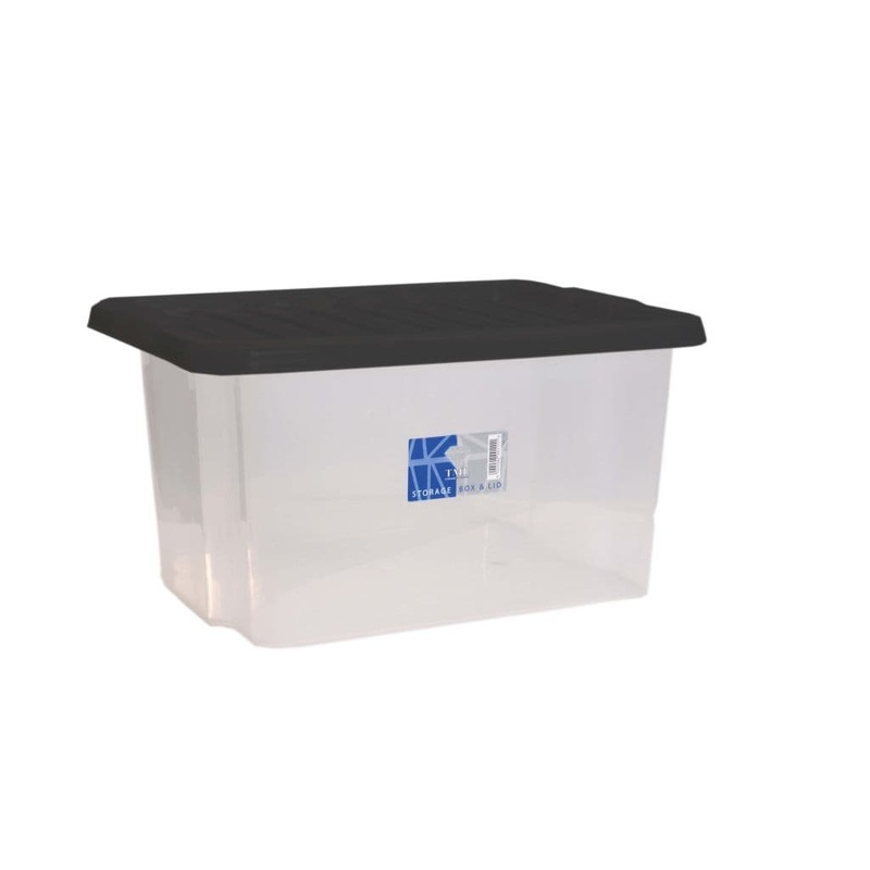 TML Storage Box & Black Lid – 35L Clear