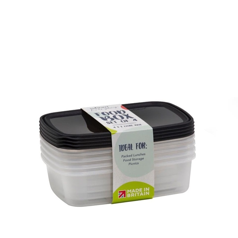 Wham Food Storage Box – 1L Set 4 Black Or Teal