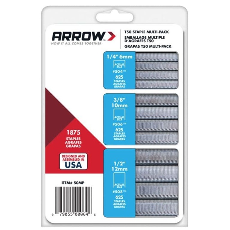 Arrow T50 Staple Multi Pack 6/10/12mm – Pack 1875