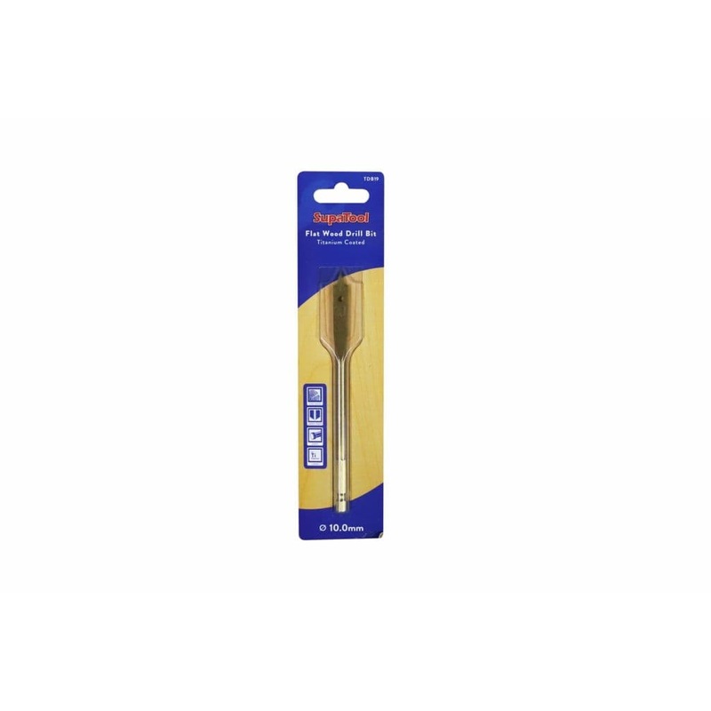 SupaTool Titanium Coated Flat Wood Drill Bits – 10mm