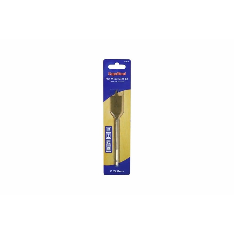 SupaTool Titanium Coated Flat Wood Drill Bits – 22mm