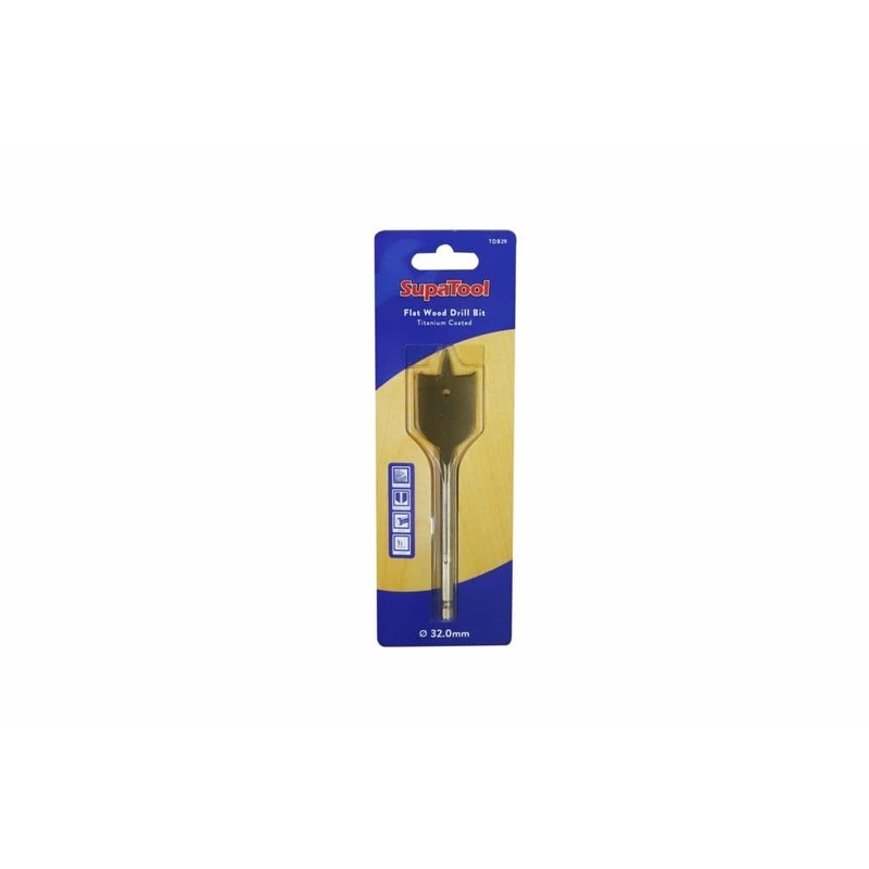 SupaTool Titanium Coated Flat Wood Drill Bits – 32mm