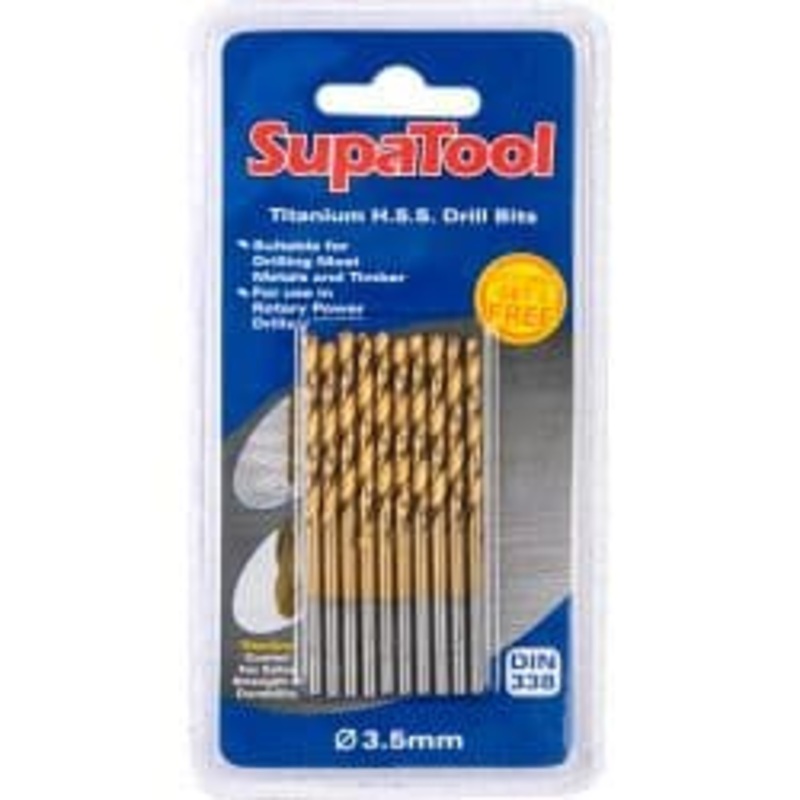 SupaTool Titanium Coated HSS Drill Bits – 3.5x70mm 10 Piece