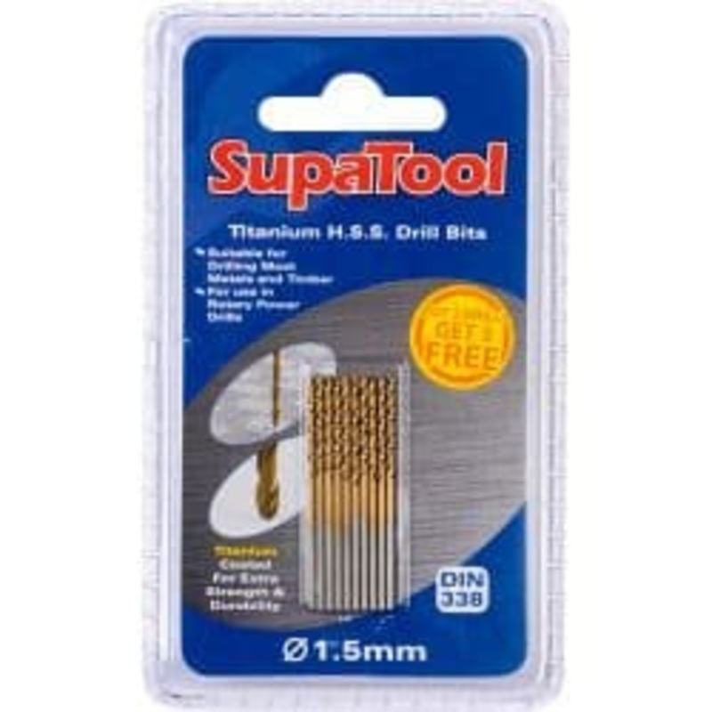 SupaTool Titanium Coated HSS Drill Bits – 3x61mm 10 Piece
