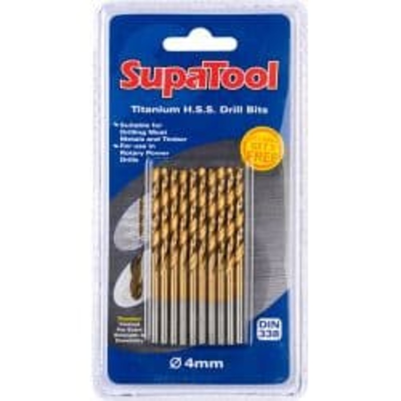 SupaTool Titanium Coated HSS Drill Bits – 4x75mm 10 Piece