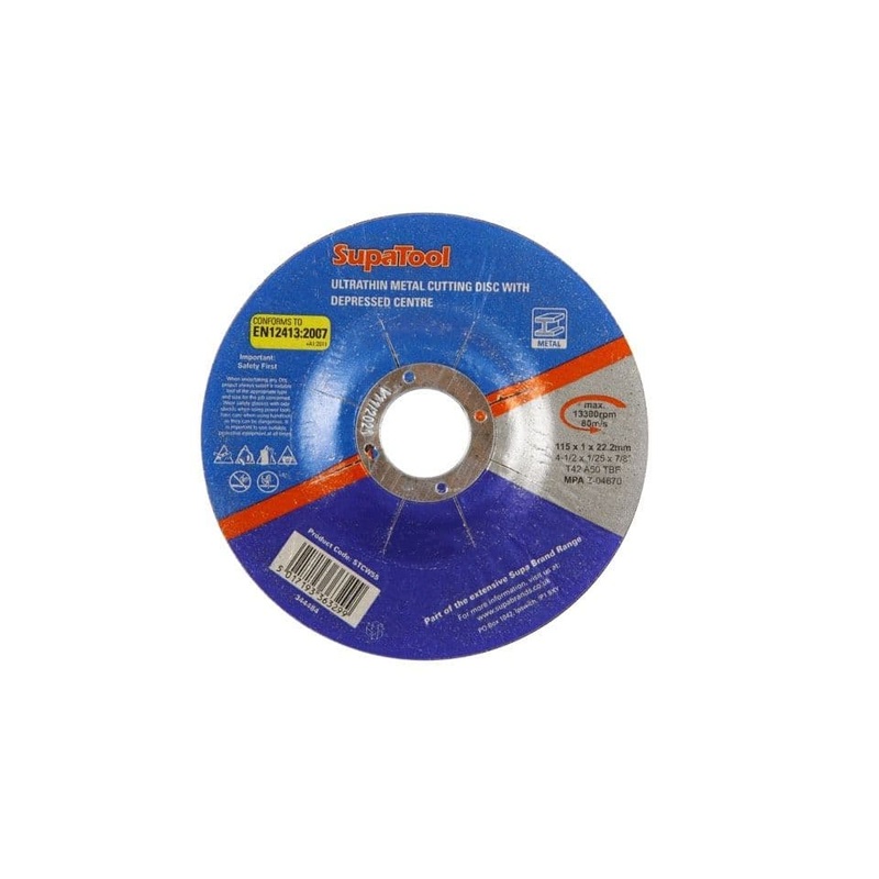 SupaTool Ultrathin Metal Cutting Disc With Depressed Centre – 115mm x 1mm