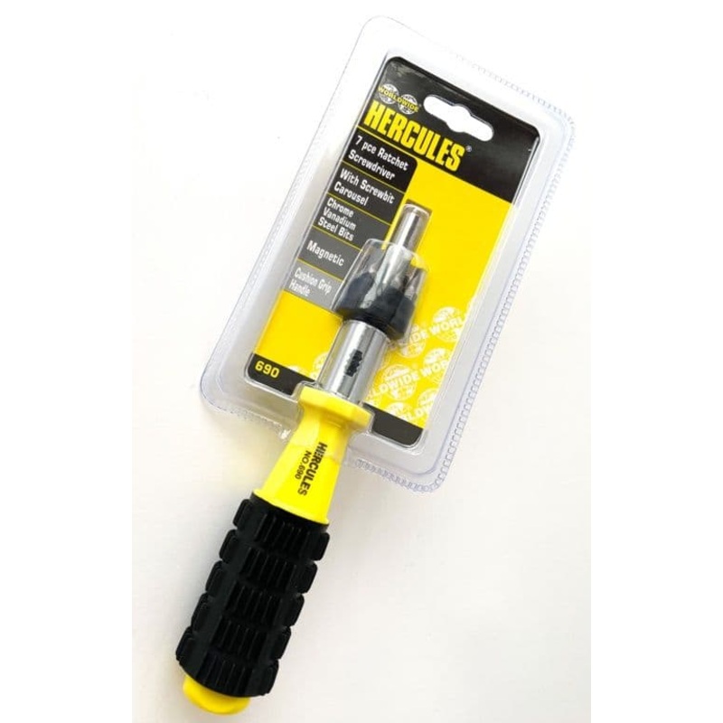 Hercules Ratchet Screwdrivers (7 Piece) – Flat:4,5,6mm;Pozi:No.1,2,3