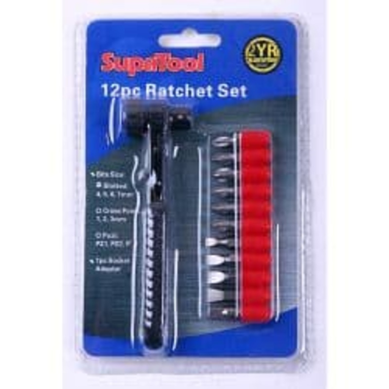 SupaTool Ratchet Screwdriver – 12 piece