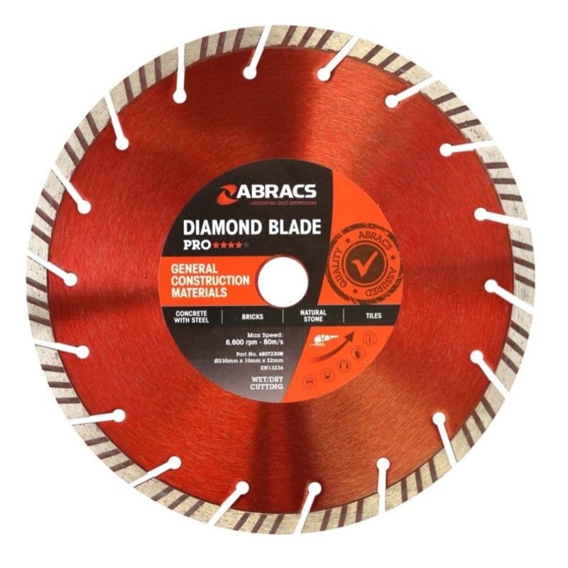 Abracs Gcm-Pro Diamond Blade 230x10x22 – 115mm x 10mm x 22.23mm PRO General Construction Materials Diamond Blade