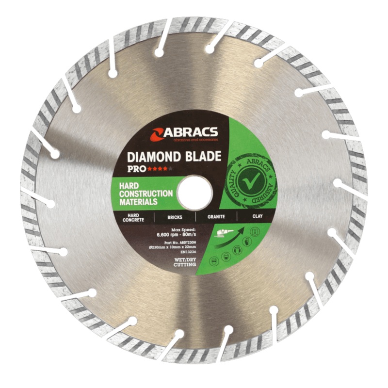 Abracs Hcm-Pro Diamond Blade 230x10x22 – 230mm x 10mm x 22.23mm PRO Hard Construction Materials Diamond Blade
