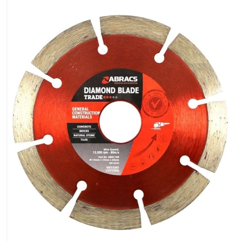 Abracs Trade Diamond Blade 115x10x22 – 115mm x 10mm x 22.23mm TRADE General Construction Materials Diamond Blade