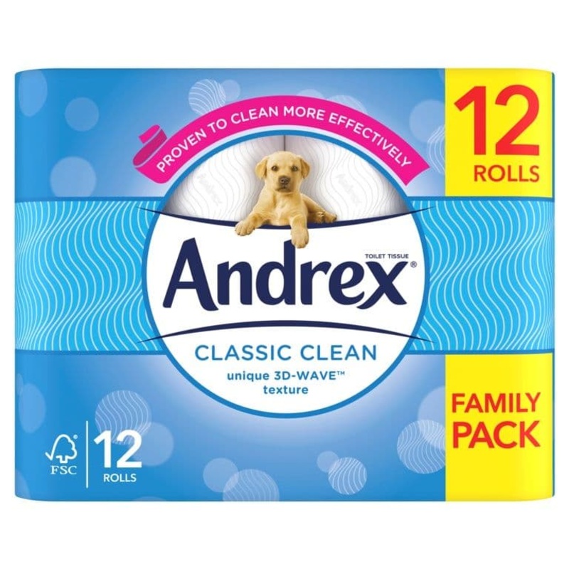 Andrex Classic Clean White Toilet Rolls – Pack 12