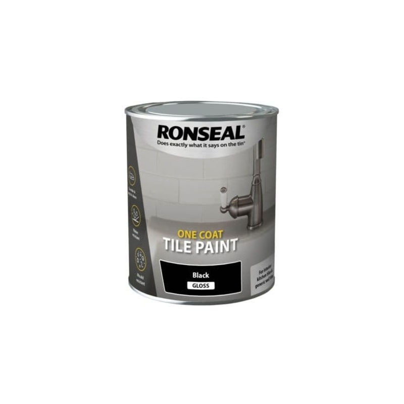 Ronseal One Coat Tile Paint 750ml – Black Gloss