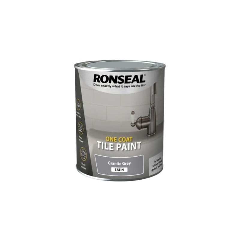 Ronseal One Coat Tile Paint 750ml – Granite Grey Satin