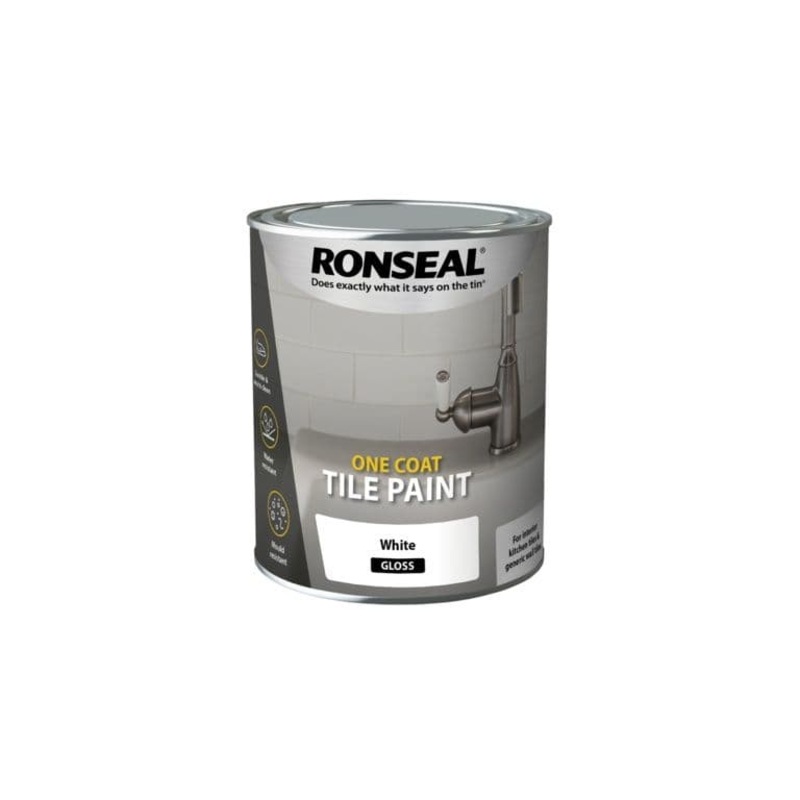 Ronseal One Coat Tile Paint 750ml – White Gloss
