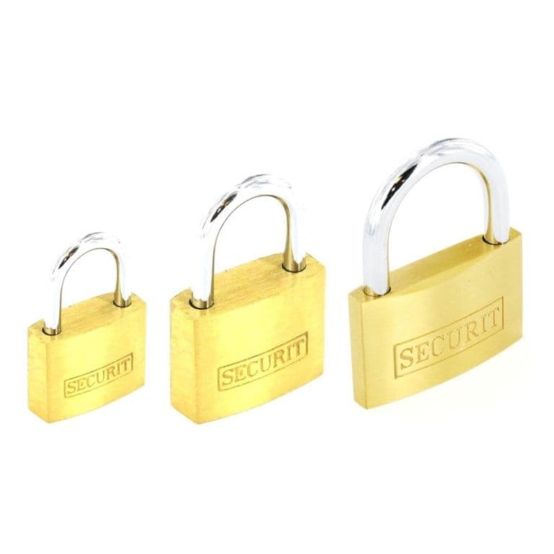 Securit Brass Padlocks Assorted Sizes (12) – 20mm, 25mm, 30mm