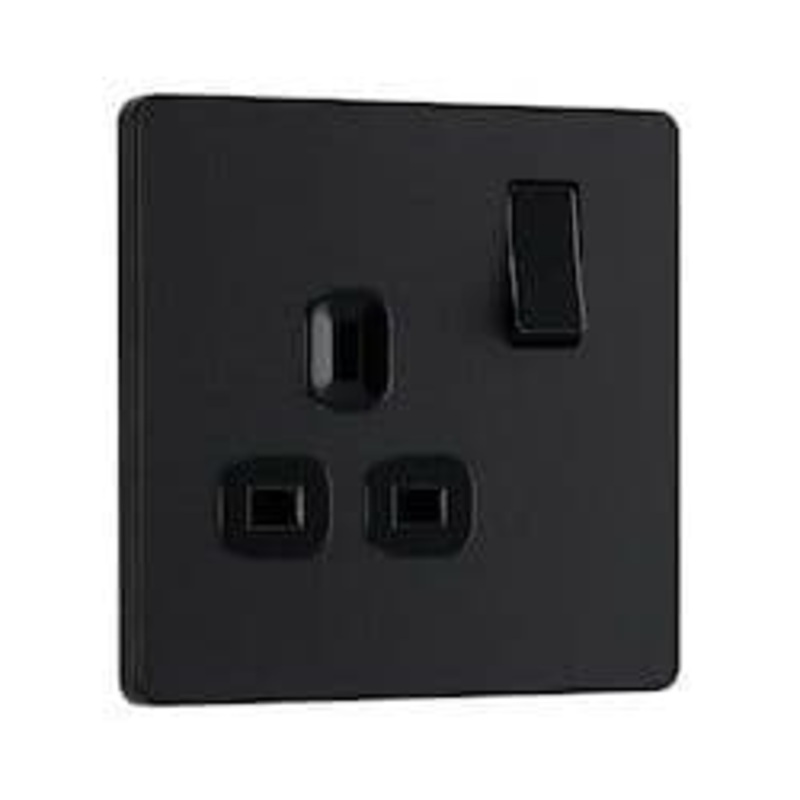 BG 13a 1g Plastic Switched Socket – Matt Black