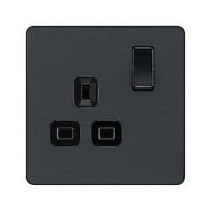 BG 13a 1g Plastic Switched Socket – Matt Grey