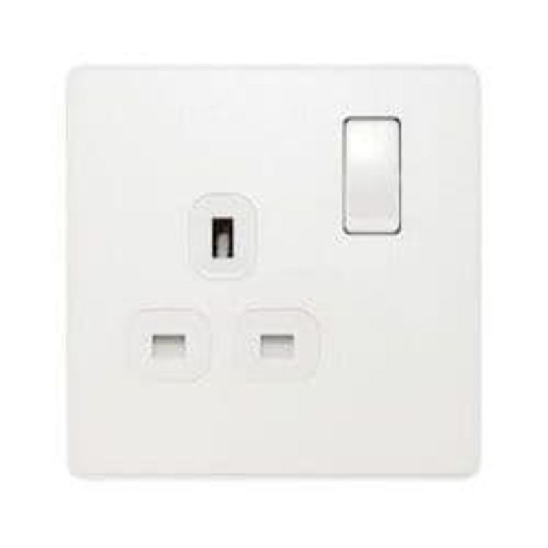 BG 13a 1g Plastic Switched Socket – Pearlescent White