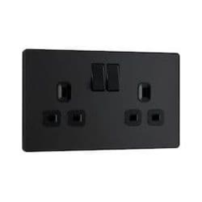 BG 13a 2g Plastic Switched Socket – Matt Black