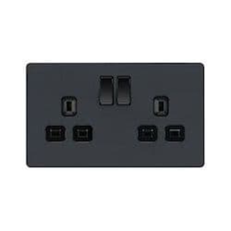 BG 13a 2g Plastic Switched Socket – Matt Grey