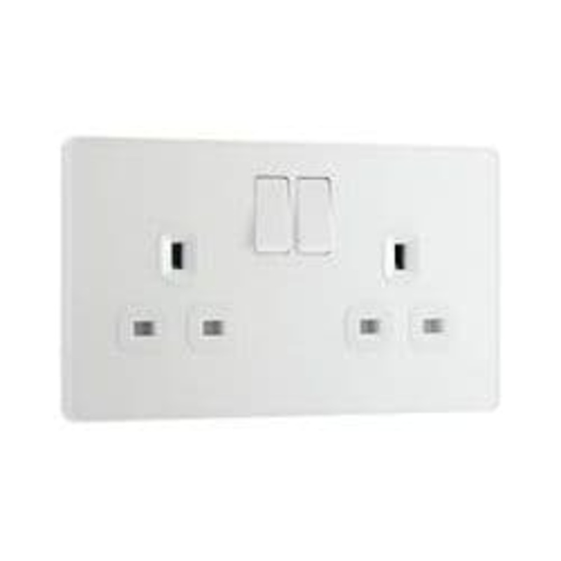 BG 13a 2g Plastic Switched Socket – Pearlescent White