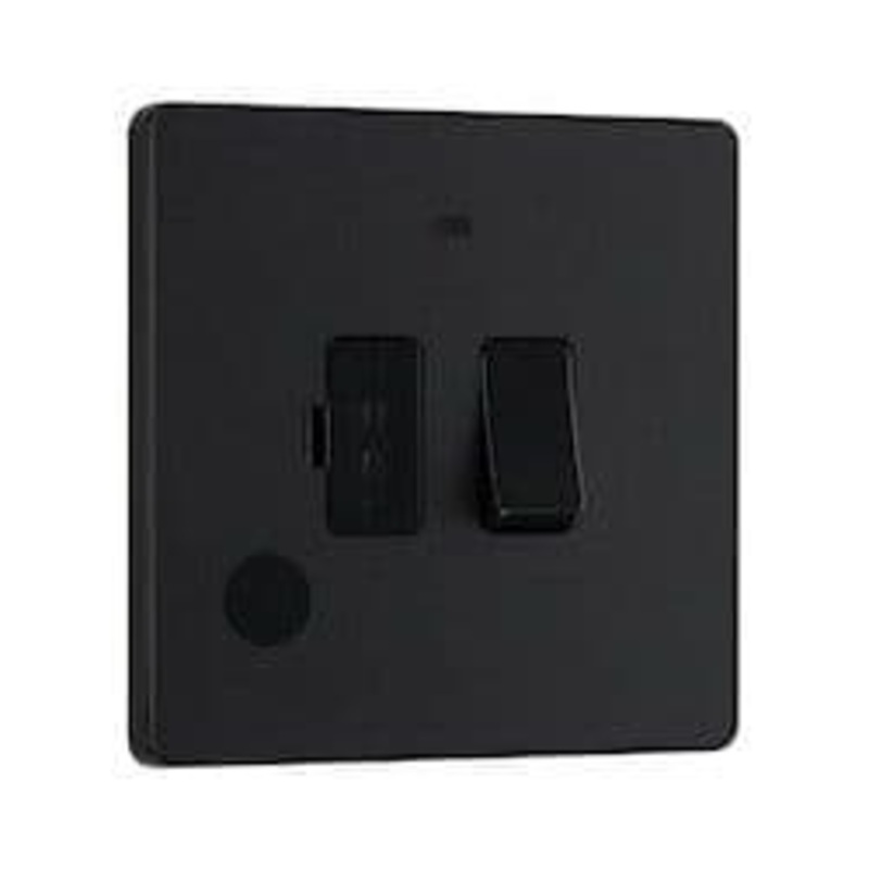 BG 13A Plastic Switched Fused Connection Unit with LED Indicator – Matt Black